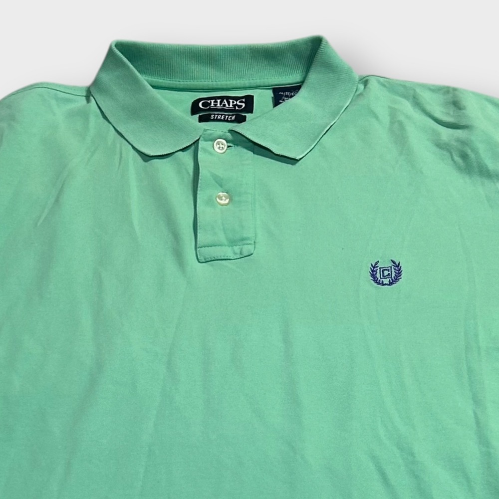 Chaps Mens Stretch Polo Shirt XL Mint Green Short Sleeve Pique Knit Logo